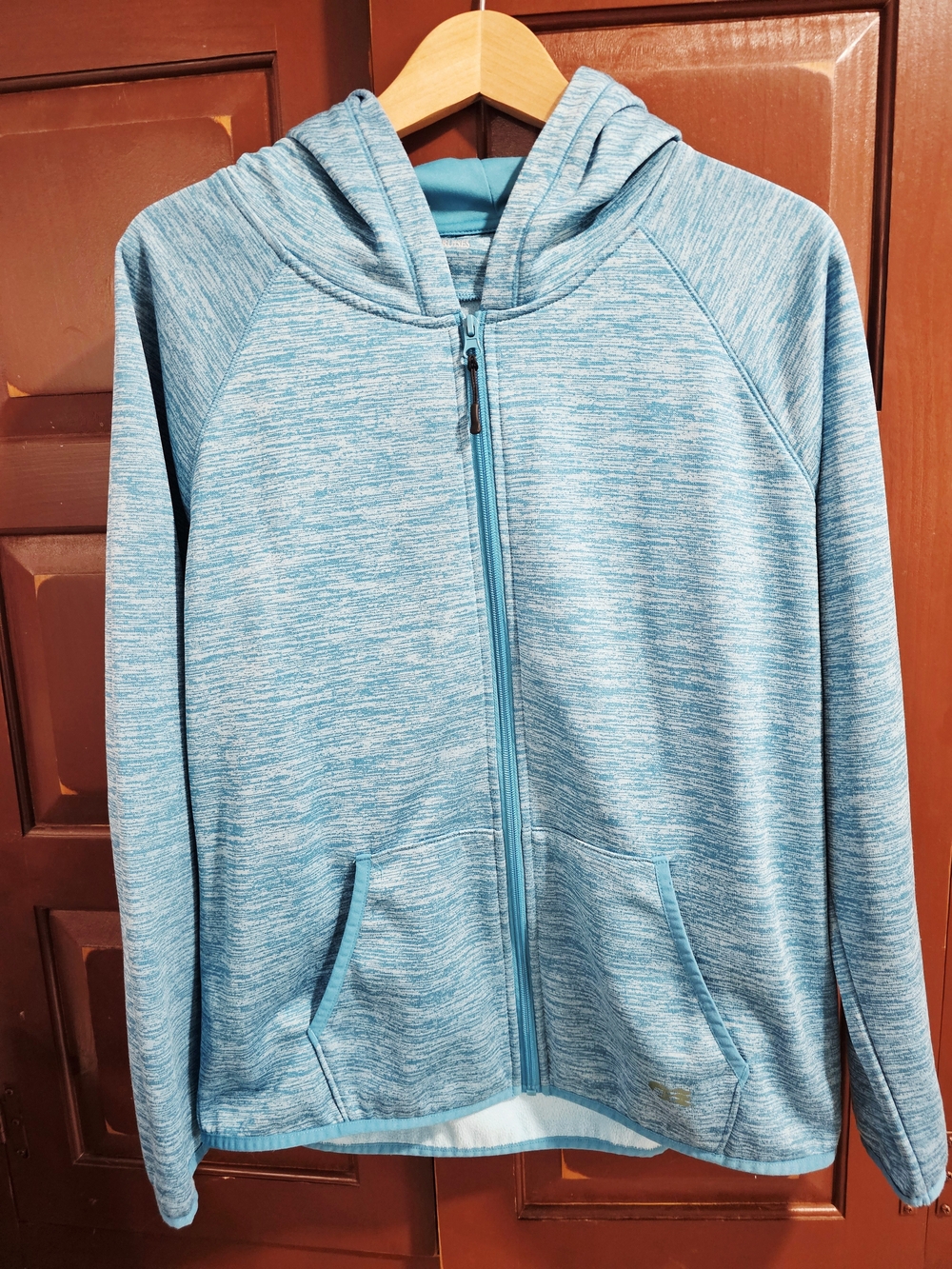 Women's Light Teal Hooded Zip Hoodie